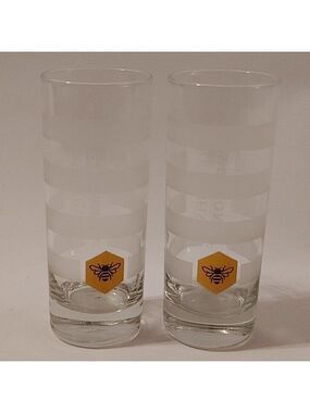 VTG Jack Daniels Tennessee Honey Bee High Ball Whiskey Glass Frosted Stripe 2